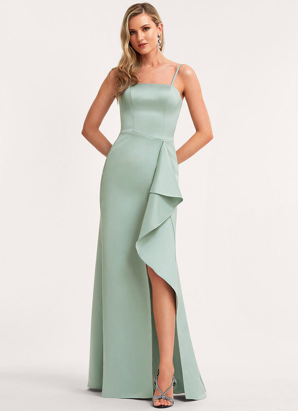 Robe Cérémonie Satin Vert Deau - gallery 1