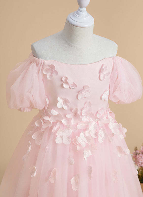 Robe Cérémonie Tulle Florale Rose - gallery 2