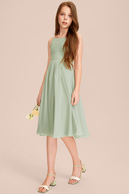 Robe Cérémonie Mousseline Marine Ajustée - gallery 1