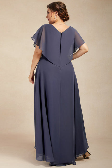 Robe Cérémonie Bleu Nuit Trapèze Avec Paillettes - gallery 5