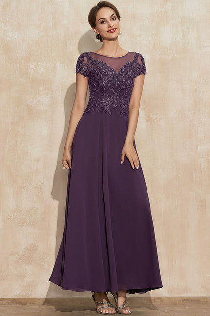 Robe Cérémonie Longue Violette Brodée - gallery 3