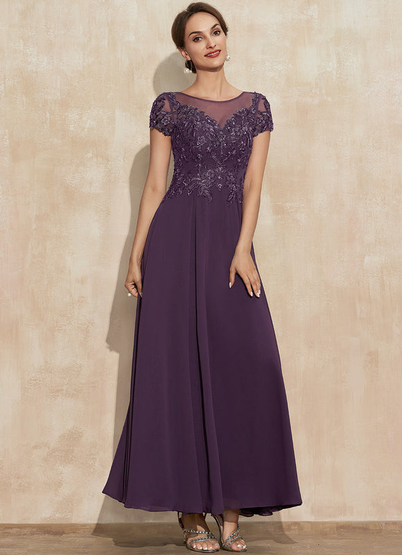 Robe Cérémonie Longue Violette Brodée - gallery 3