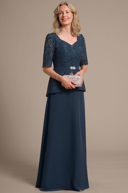 Robe Cérémonie Mère Mariée Bleu Nuit - gallery 5