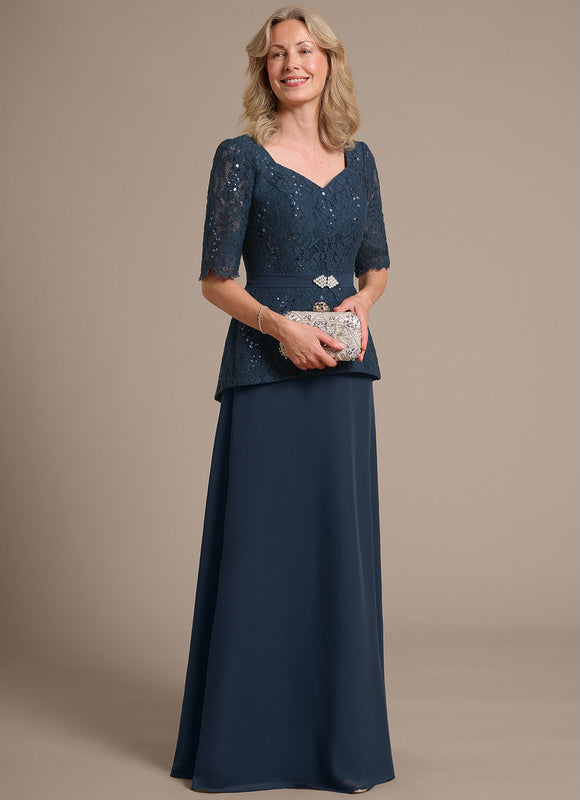 Robe Cérémonie Mère Mariée Bleu Nuit - gallery 5