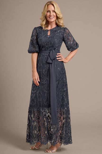 Robe Cérémonie Dentelle Gris Perle - gallery 1