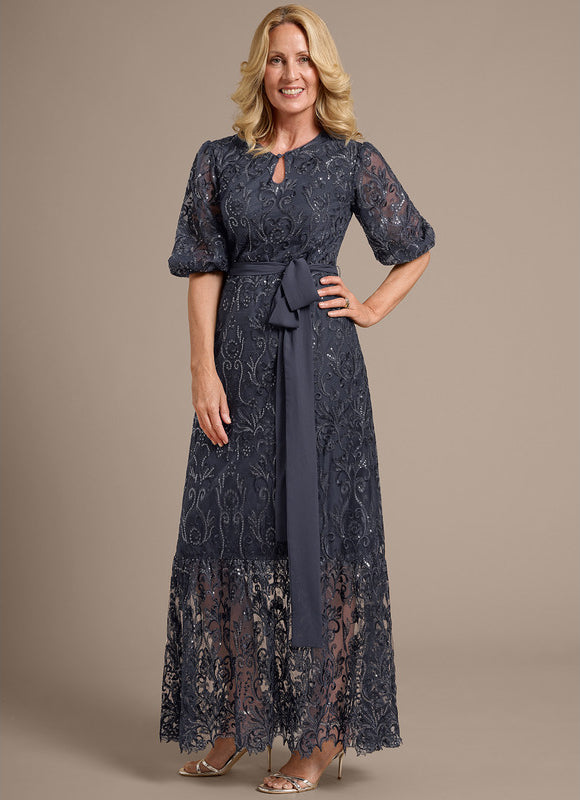 Robe Cérémonie Dentelle Gris Perle - gallery 1