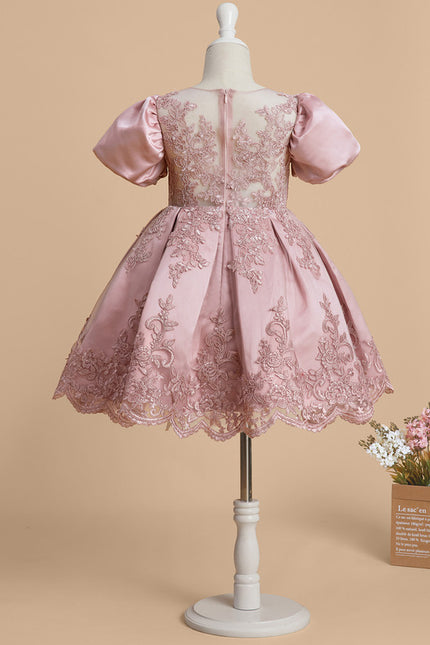 Robe Cérémonie Satin Rose Brodée - gallery 7