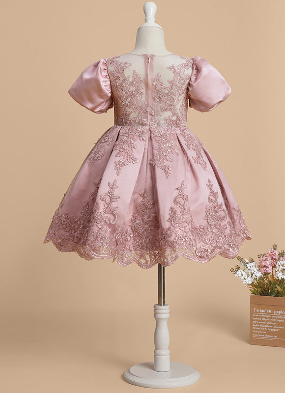 Robe Cérémonie Satin Rose Brodée - gallery 7