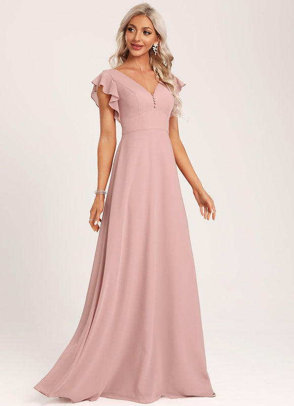 Robe Cérémonie Longue Volants Rose - gallery 2