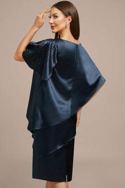 Robe Cérémonie Drapée Marine - gallery 5