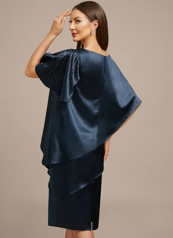 Robe Cérémonie Drapée Marine - gallery 5