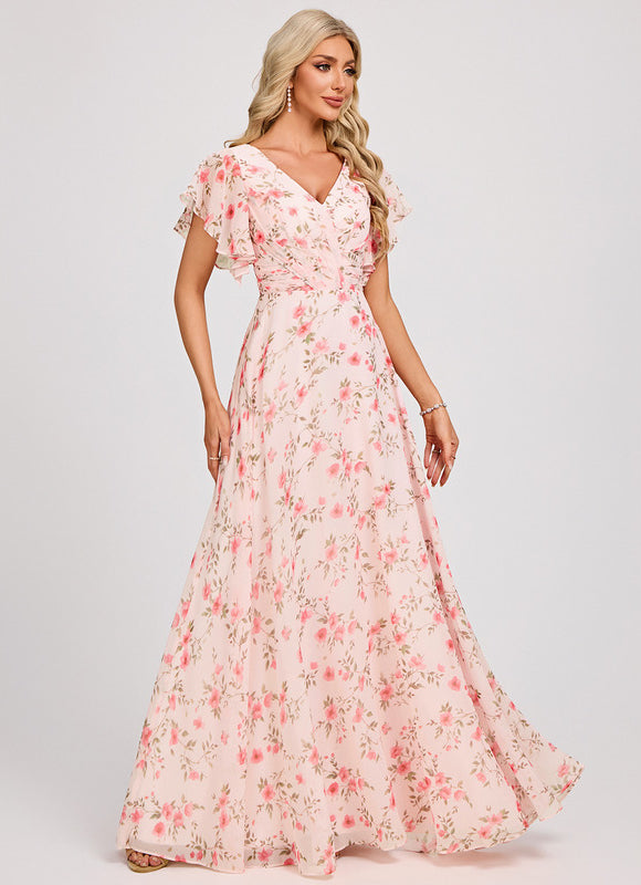 Robe Cérémonie Longue Volants Rose - gallery 2