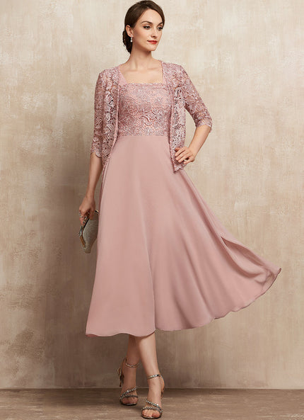 Robe Cérémonie Rose Pastel Trapèze Dentelle
