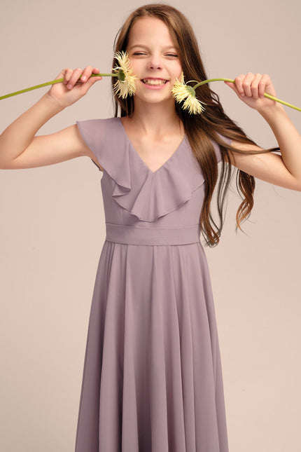 Robe Cérémonie Mousseline Bleu Pastel - gallery 2