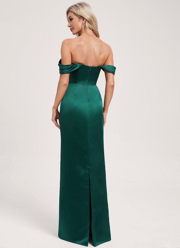 Robe Cérémonie Satinée Épaule Dénudée - gallery 5