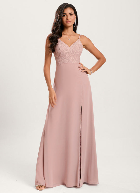 Robe Cérémonie Longue Rose Élégante - gallery 1