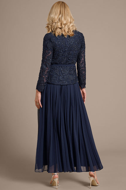 Robe Cérémonie Plissée Marine - gallery 5