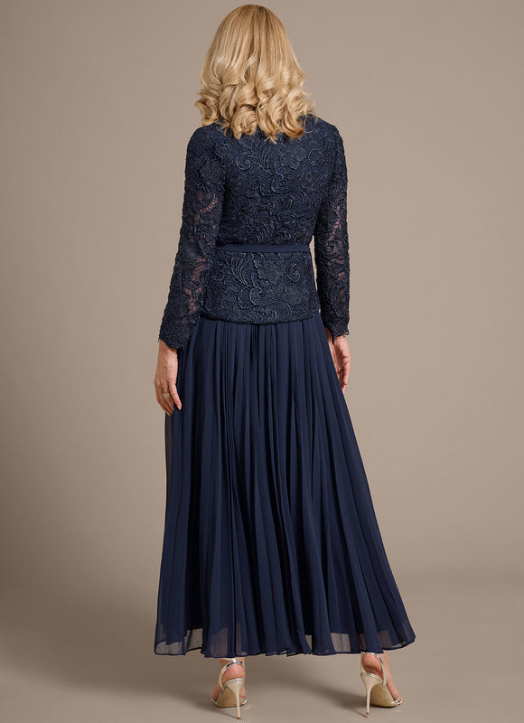 Robe Cérémonie Plissée Marine - gallery 5