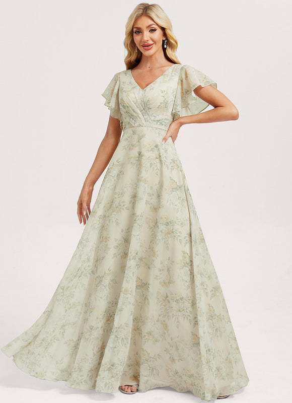 Robe Cérémonie Longue Volants Rose