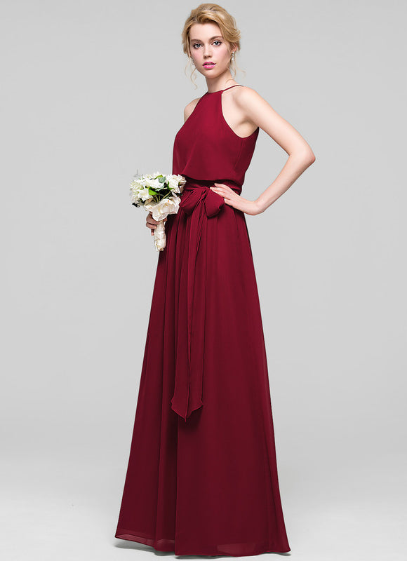 Robe Cérémonie Lilas Mousseline Col Rond - gallery 3