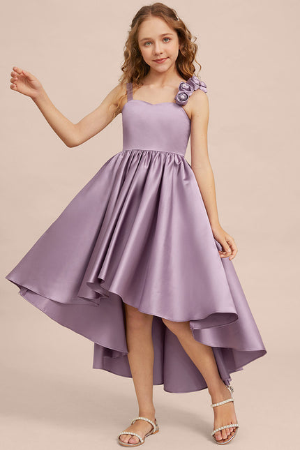 Robe Cérémonie Satin Lilas Asymétrique