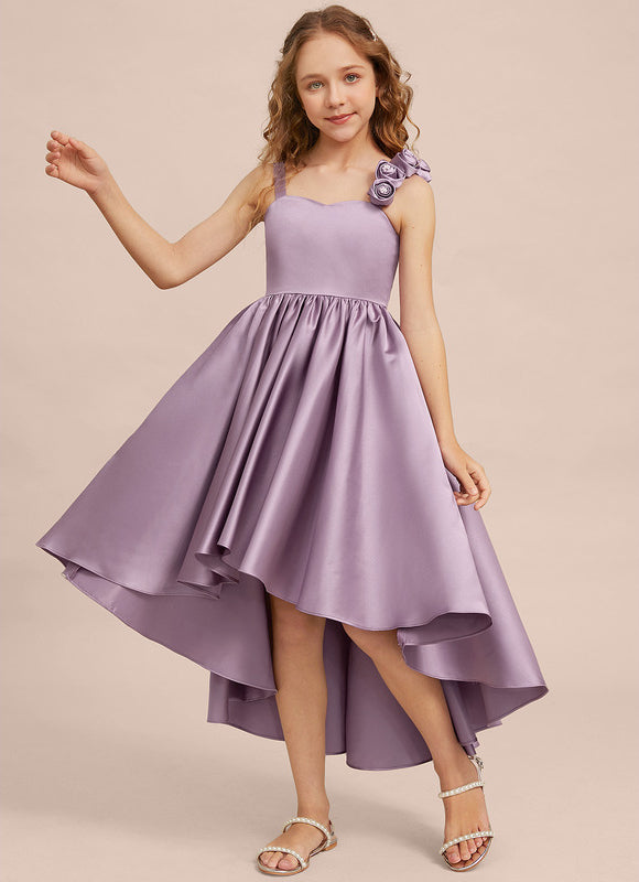 Robe Cérémonie Satin Lilas Asymétrique