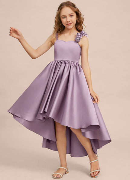 Robe Cérémonie Satin Lilas Asymétrique