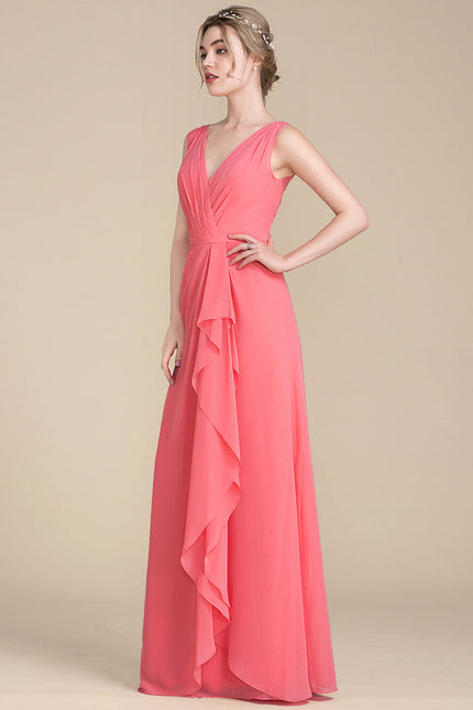 Robe Cérémonie Longue Volants Rose - gallery 3