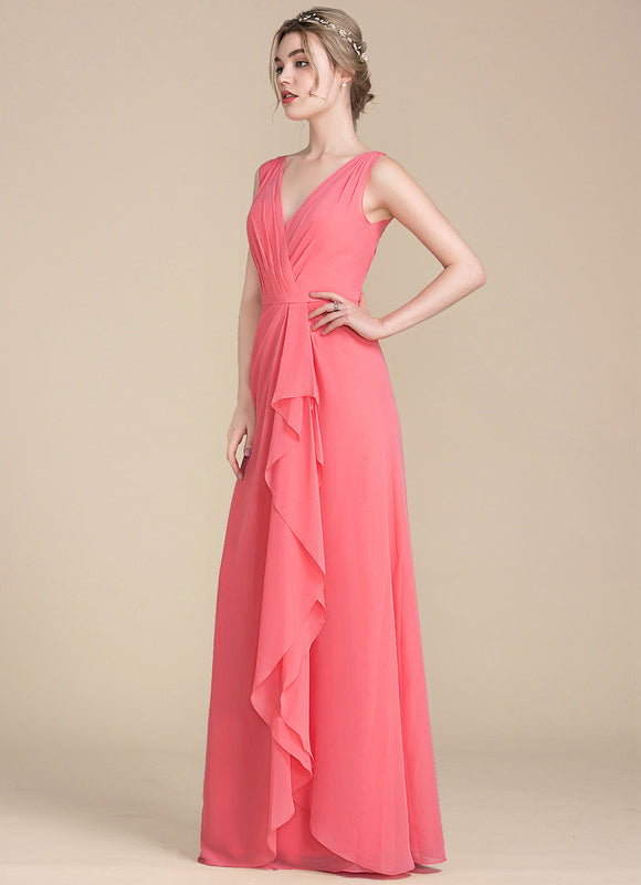 Robe Cérémonie Longue Volants Rose - gallery 3