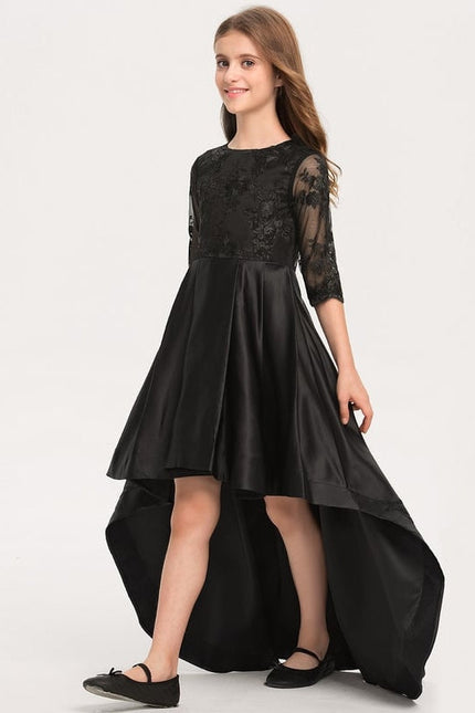 Robe Cérémonie Satinée Noire - gallery 2