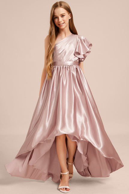 Robe Cérémonie Satin Rose Élégante - gallery 3