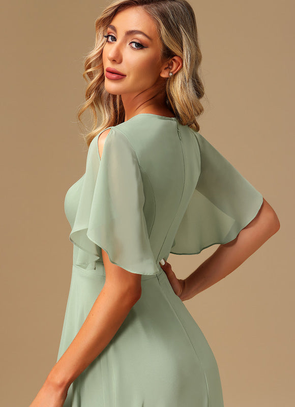 Robe Cérémonie Vert Doux Asymétrique - gallery 5
