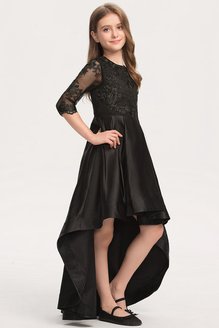 Robe Cérémonie Envolée Noir Satin - gallery 2