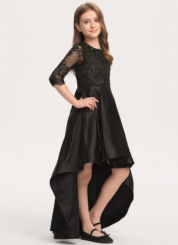 Robe Cérémonie Envolée Noir Satin - gallery 2