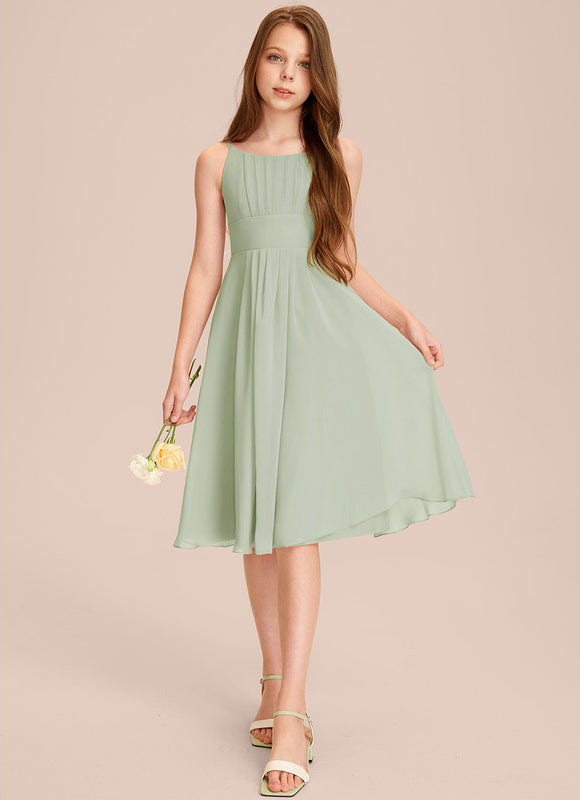 Robe Cérémonie Mousseline Marine Ajustée - gallery 6