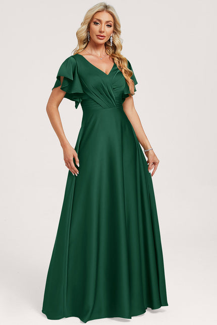 Robe Cérémonie Émeraude Satinée