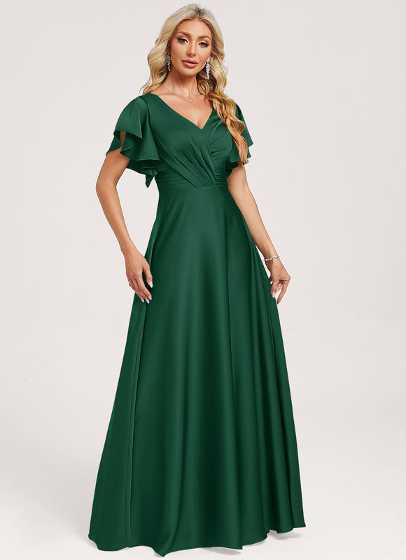 Robe Cérémonie Émeraude Satinée