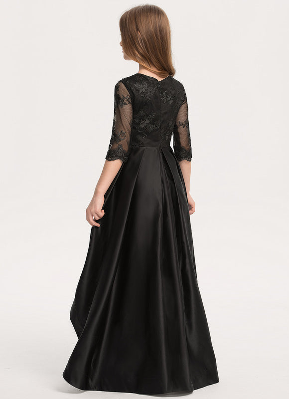 Robe Cérémonie Envolée Noir Satin - gallery 1
