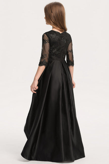 Robe Cérémonie Envolée Noir Satin - gallery 1
