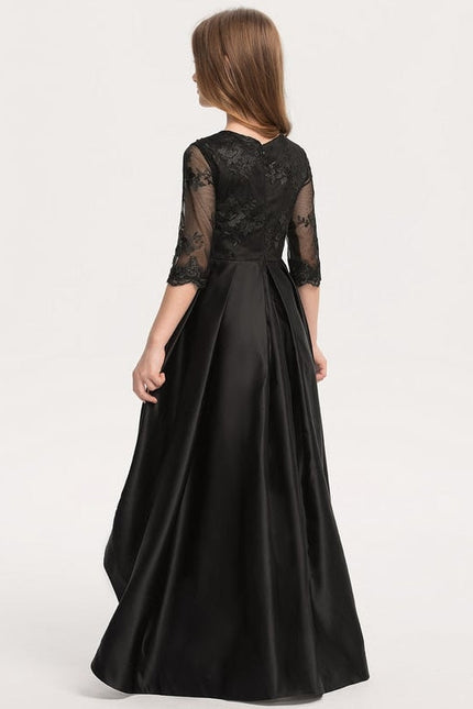 Robe Cérémonie Satinée Noire - gallery 1