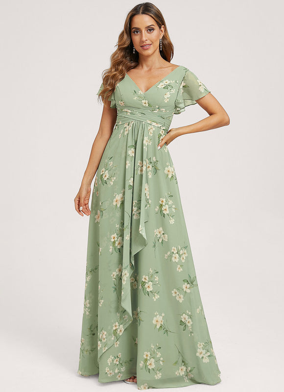 Robe Cérémonie Longue Volants Rose