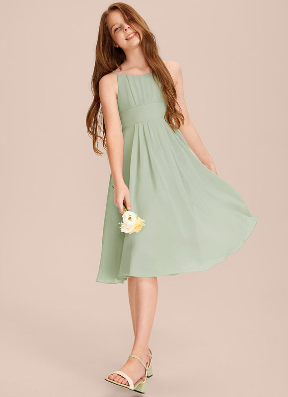 Robe Cérémonie Mousseline Marine Ajustée - gallery 3