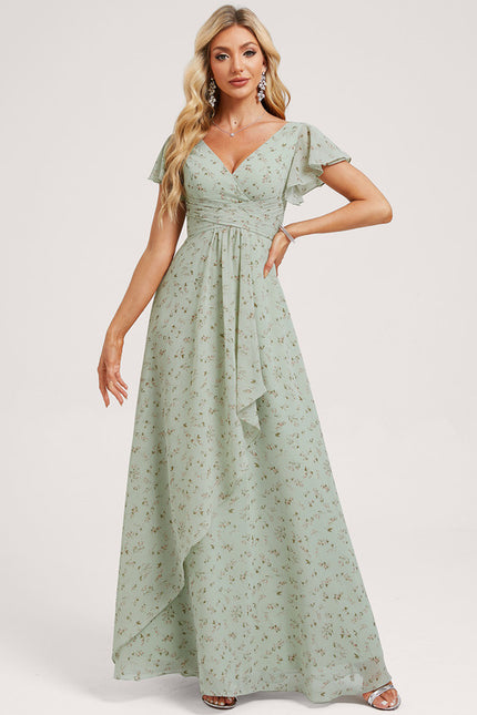 Robe Cérémonie Longue Volants Rose