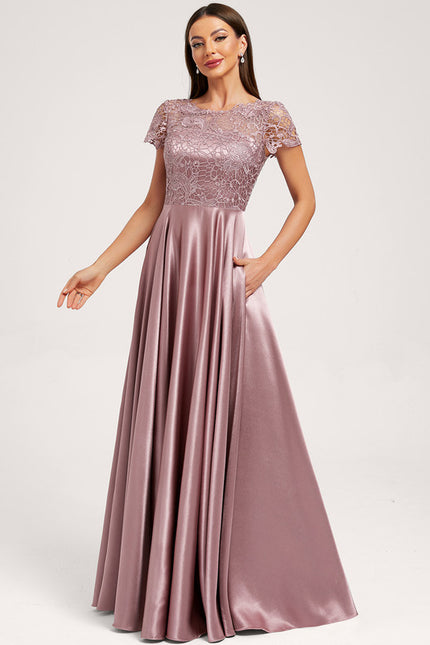 Robe Cérémonie Longue Rose Satinée