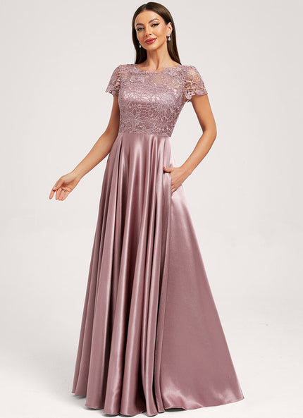 Robe Cérémonie Longue Rose Satinée