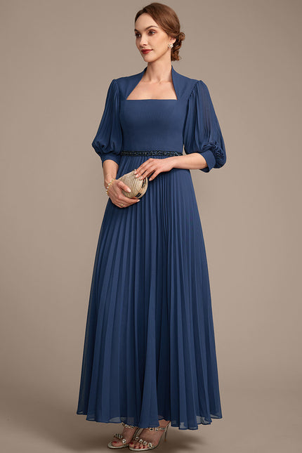 Robe Cérémonie Plissée Marine Élégante - gallery 2