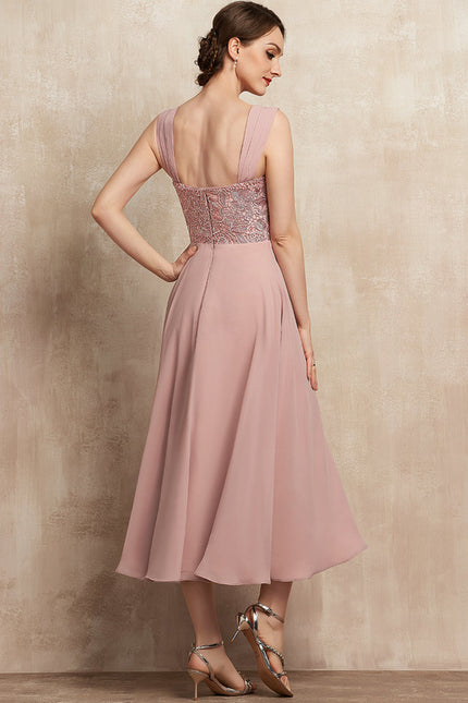 Robe Cérémonie Rose Pastel Trapèze Dentelle - gallery 7