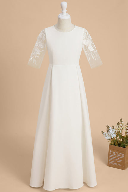 Robe Cérémonie Blanche Fleuri - gallery 2