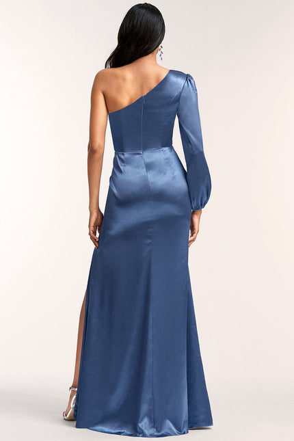 Robe Cérémonie Satin Bordeaux Asymétrique - gallery 2