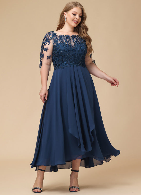 Robe Cérémonie Bleu Nuit Dentelle Élégante - gallery 9